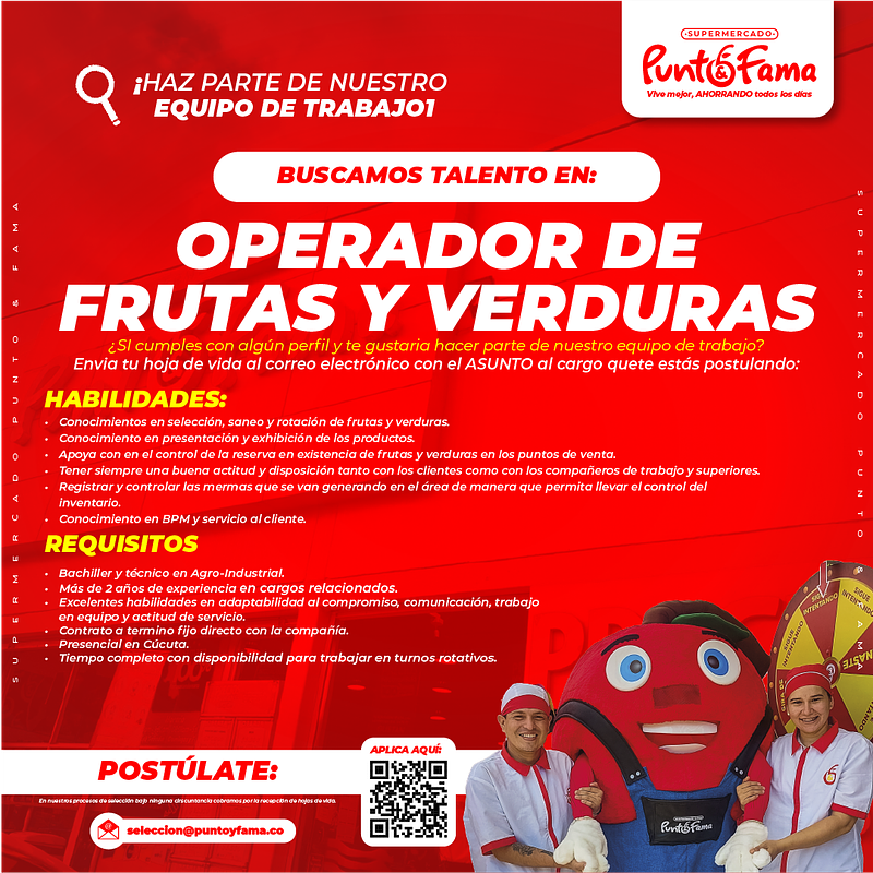 OPERADOR DE FRUTAS Y VERDURAS